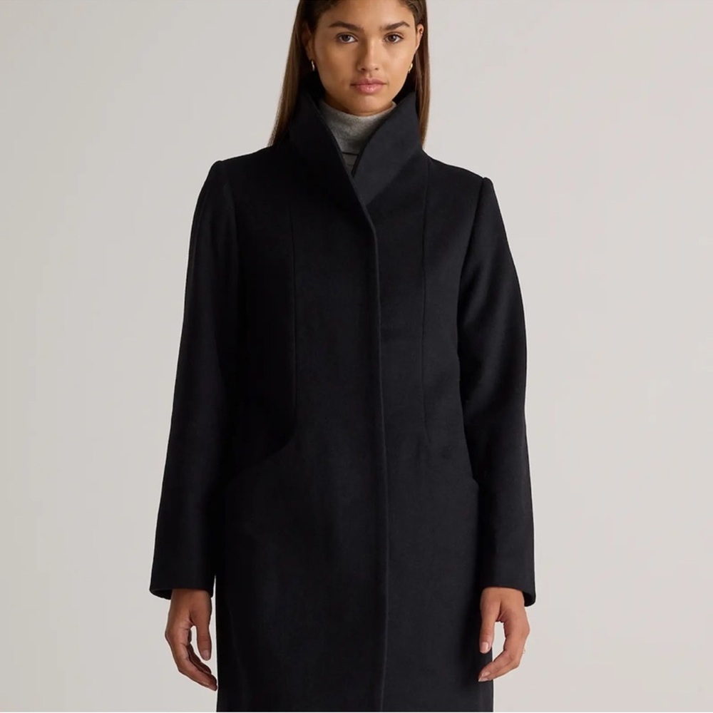 NWT Quince black wool cocoon coat size medium